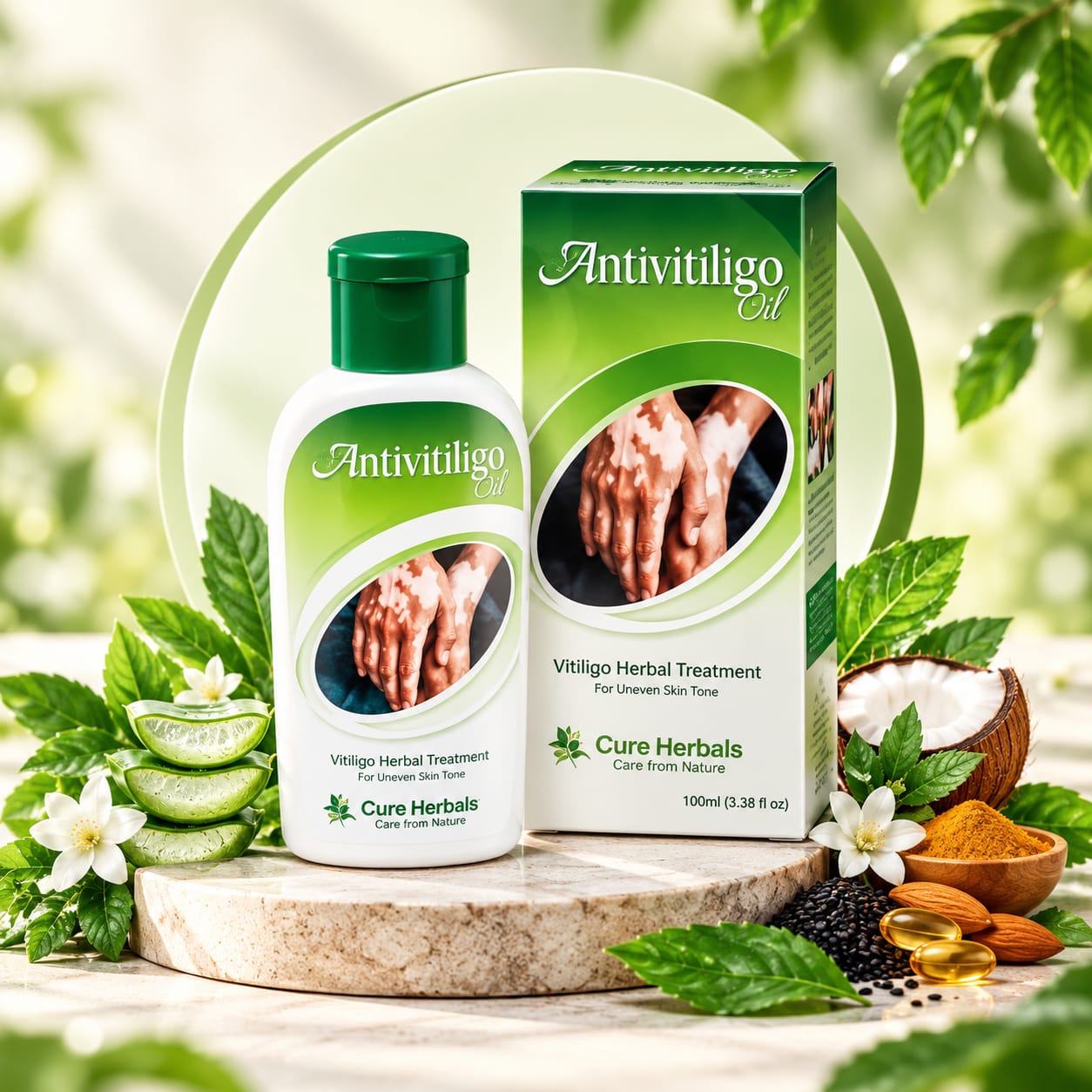 Anti Vitiligo Oil botanical skincare bottle